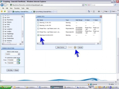 Selecting mannings curve
