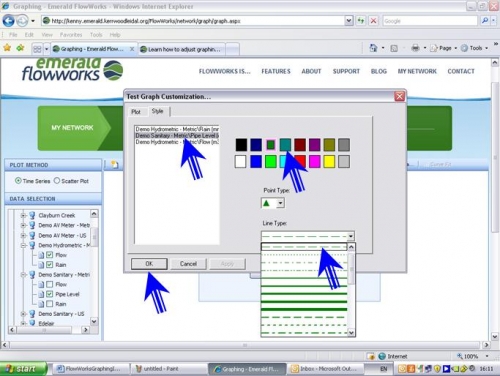 screenshot data type change Data set color and line type changes